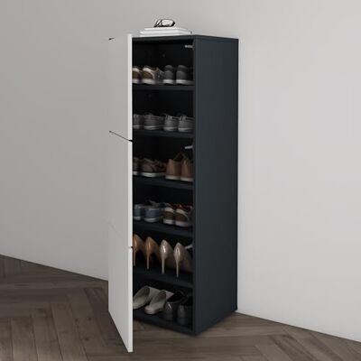 Mai & Mai Schoenenkast commode entree grijs zwart mat wit mat Opbergkast voor schoenen, commode met 3 vakken, schoenenrek, 45 x 36 x 120 cm, ACH2 Mai & Mai Schoenenkast commode entree grijs zwart mat wit mat Opbergkast voor schoenen, commode met 3 vakken, schoenenrek, 45 x 36 x 120 cm, ACH2