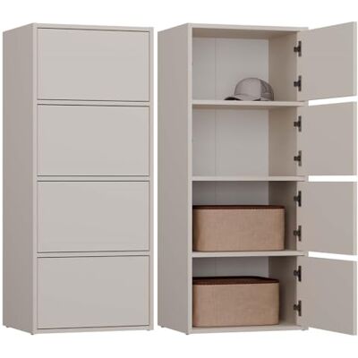CDF Opbergkast, hoog, 50 cm, 4 deuren, 4 legplanken, woonkamer, kantoor, entree, slaapkamer, hal, meubel, dressoir, commode, kast, kleedkamer, kluisje, push-to-open kast, zonder handgreep, modern CDF Opbergkast, hoog, 50 cm, 4 deuren, 4 legplanken, woonkamer, kantoor, entree, slaapkamer, hal, meubel, dressoir, commode, kast, kleedkamer, kluisje, push-to-open kast, zonder handgreep, modern