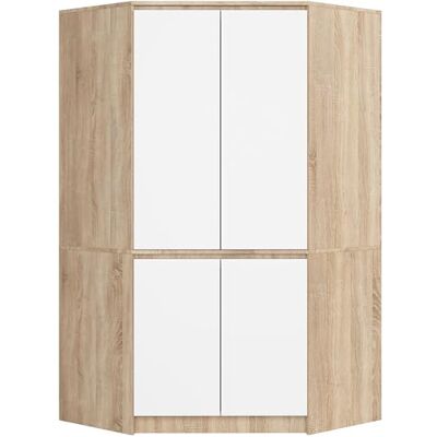 AKORD Sonoma eiken hoekkast, 100 cm, 4 voordeuren, wit, 6 legplanken, 100 x 50 x 180 cm (b x h x d) AKORD Sonoma eiken hoekkast, 100 cm, 4 voordeuren, wit, 6 legplanken, 100 x 50 x 180 cm (b x h x d)