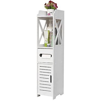 LANTUS Waterdichte badkamerkast voor kleine ruimtes, opbergeenheid voor woonkamer, 20 x 15 x 80 cm, wit LANTUS Waterdichte badkamerkast voor kleine ruimtes, opbergeenheid voor woonkamer, 20 x 15 x 80 cm, wit