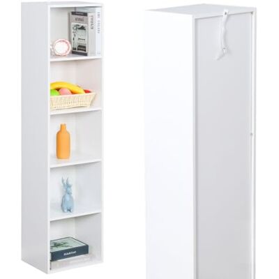 KARAT Elegant opbergrek met meerdere vakken, slaapkamerboekenkast in kubusvorm, met veiligheidsgordel, kantelbeveiliging (wit Alaska 5 vakken, 24 x 32 x 132 cm (b x h x d) KARAT Elegant opbergrek met meerdere vakken, slaapkamerboekenkast in kubusvorm, met veiligheidsgordel, kantelbeveiliging (wit Alaska 5 vakken, 24 x 32 x 132 cm (b x h x d)