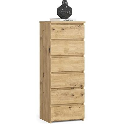 AKORD Commode met 6 laden, laden met rails, dressoir met plank, kledingkast, robuust, artisanaal eik AKORD Commode met 6 laden, laden met rails, dressoir met plank, kledingkast, robuust, artisanaal eik