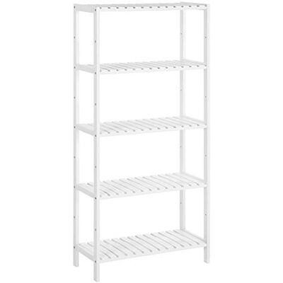 SONGMICS BCB35WT Badkamerrek met 5 niveaus, keukenrek van bamboe, 9 verstelbare hoogtes, multifunctioneel rek voor de woonkamer of hal, 60 x 26 x 130 cm, wit SONGMICS BCB35WT Badkamerrek met 5 niveaus, keukenrek van bamboe, 9 verstelbare hoogtes, multifunctioneel rek voor de woonkamer of hal, 60 x 26 x 130 cm, wit