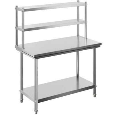 WilTec Werktafel roestvrij staal 120 x 60 x 85 cm plank 2 niveaus verstelbare poten horeca gastro WilTec Werktafel roestvrij staal 120 x 60 x 85 cm plank 2 niveaus verstelbare poten horeca gastro