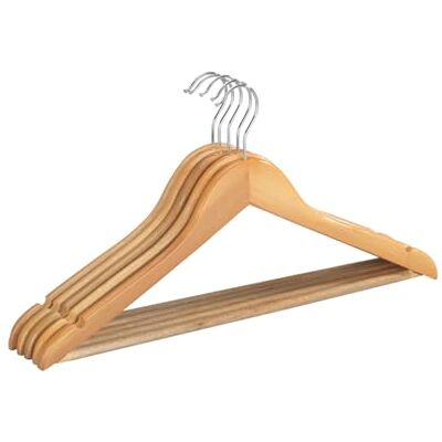 WENKO Kleerhangers Eco 5 stuks Set met 5 kleerhangers, broekstang, rokken, hout, 45 x 23,5 x 1,2 cm, bruin WENKO Kleerhangers Eco 5 stuks Set met 5 kleerhangers, broekstang, rokken, hout, 45 x 23,5 x 1,2 cm, bruin