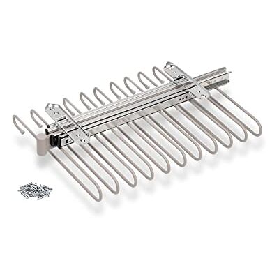 Emuca Uittrekbare broekhouder voor kast, verschuifbare broekhouder voor 11 broeken, gestructureerd steenkleurig, staal Emuca Uittrekbare broekhouder voor kast, verschuifbare broekhouder voor 11 broeken, gestructureerd steenkleurig, staal