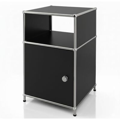 Floordirekt Regal Metalen rek, bijzettafel, zwart, chroom, 65 H x 40 x 40 cm, modulair systeem in modern design, metalen rek voor woonkamer, kantoor, hal, nachtkastconcept Floordirekt Regal Metalen rek, bijzettafel, zwart, chroom, 65 H x 40 x 40 cm, modulair systeem in modern design, metalen rek voor woonkamer, kantoor, hal, nachtkastconcept