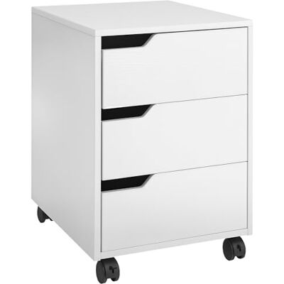 HOMCOM mobiele kast voor kantoor lades hout 3 lades met wielen (2 met remmen) 40 x 50 x 57,5 cm MDF HOMCOM mobiele kast voor kantoor lades hout 3 lades met wielen (2 met remmen) 40 x 50 x 57,5 cm MDF