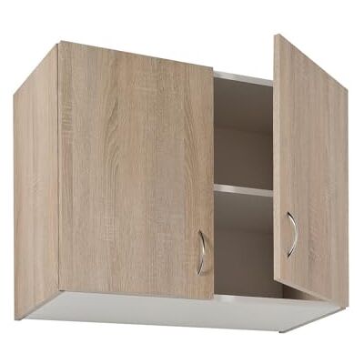 Deftrans Keukenwandkast, 80 cm breed, moderne bovenkast van Sonoma eiken, hangkast met verchroomde deurgrepen, ruimtebesparende wandkast inclusief Deftrans Keukenwandkast, 80 cm breed, moderne bovenkast van Sonoma eiken, hangkast met verchroomde deurgrepen, ruimtebesparende wandkast inclusief