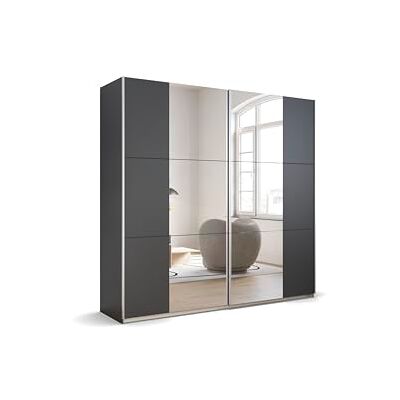 RAUCH Möbel Kronach schuifdeurkast, 2 deuren, metallic grijs met 2 spiegels, basic accessoirepakket 2 kledingstangen, 2 planken, 218 x 210 x 59 cm RAUCH Möbel Kronach schuifdeurkast, 2 deuren, metallic grijs met 2 spiegels, basic accessoirepakket 2 kledingstangen, 2 planken, 218 x 210 x 59 cm