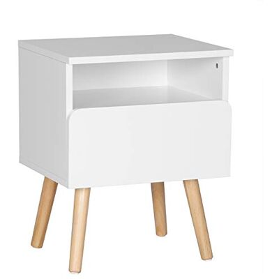 WOLTU TSR58ws Nachtkastje 40x33,5x50cm Salontafel met Lade en open Compartiment Wit WOLTU TSR58ws Nachtkastje 40x33,5x50cm Salontafel met Lade en open Compartiment Wit