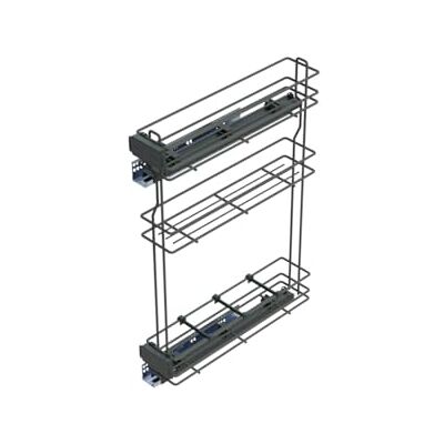 Emuca Uittrekbare flessenhouder met softsluiting, links, 3 trays, module 800 x 150 mm, staal, antracietgrijs Emuca Uittrekbare flessenhouder met softsluiting, links, 3 trays, module 800 x 150 mm, staal, antracietgrijs