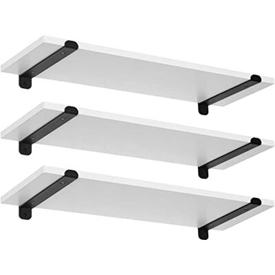 EUGAD Set van 3 zwevende wandplanken 60 cm Wit Voor woonkamer, keuken, kantoor, badkamer Maximale belasting 15 kg / niveau EUGAD Set van 3 zwevende wandplanken 60 cm Wit Voor woonkamer, keuken, kantoor, badkamer Maximale belasting 15 kg / niveau