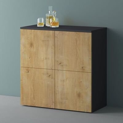 Mai & Mai Opbergkast dressoir grijs zwart mat + lichtbruin 76 cm Opbergrek, 4 deuren en 8 vakken, verstelbare verdeler, kast woonkamer eetkamer, 76 x 36,4 x 76 cm, SR04 Mai & Mai Opbergkast dressoir grijs zwart mat + lichtbruin 76 cm Opbergrek, 4 deuren en 8 vakken, verstelbare verdeler, kast woonkamer eetkamer, 76 x 36,4 x 76 cm, SR04