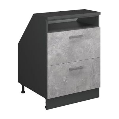Vicco Rion Helling Opbergkast, beton/antraciet, L 60 x D 60 cm met 2 laden, ruimtebesparend voor zolderruimtes Vicco Rion Helling Opbergkast, beton/antraciet, L 60 x D 60 cm met 2 laden, ruimtebesparend voor zolderruimtes