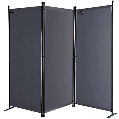 QUICK STAR Paravent, 3-delige set, stoffen verdelers, 170 x 165 cm, balkonverdeler, vouwverdeler, balkonverdeler, vouwverdeler, grijs QUICK STAR Paravent, 3-delige set, stoffen verdelers, 170 x 165 cm, balkonverdeler, vouwverdeler, balkonverdeler, vouwverdeler, grijs