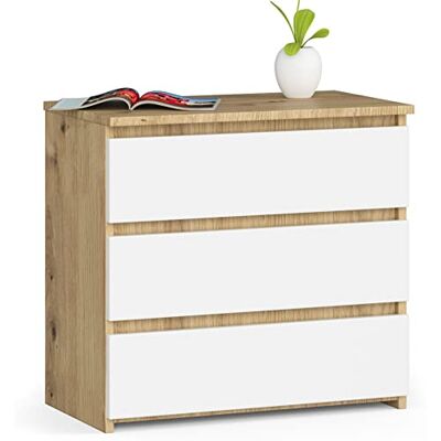 AKORD CL-3 Commode met 3 laden voor woonkamer, slaapkamer, kantoor, modern functioneel design, 60 x 57 x 35 cm (b x h x d), gewicht 26 kg, eiken Artisan AKORD CL-3 Commode met 3 laden voor woonkamer, slaapkamer, kantoor, modern functioneel design, 60 x 57 x 35 cm (b x h x d), gewicht 26 kg, eiken Artisan