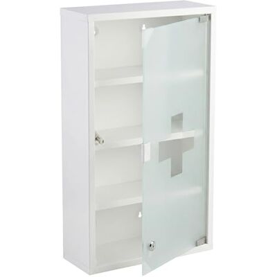 Floordirekt Afsluitbare apothekerkast met melkglazen deur, roestvrij staal of wit metaal, apothekerkast voor badkamer, keuken en kast, alle (wit, 60 x 30 cm) Floordirekt Afsluitbare apothekerkast met melkglazen deur, roestvrij staal of wit metaal, apothekerkast voor badkamer, keuken en kast, alle (wit, 60 x 30 cm)
