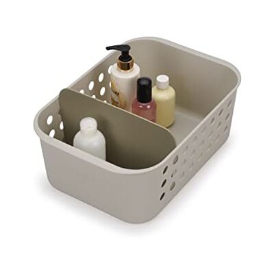 Joseph Joseph EasyStore Essentiële opbergmand voor badkamer met beweegbare scheidingswand, ecru, groot Joseph Joseph EasyStore Essentiële opbergmand voor badkamer met beweegbare scheidingswand, ecru, groot