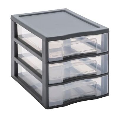Sundis Tag Tower, kleine opbergtoren van kunststof, grijs, 3 transparante laden, A4-formaat, hoogte 25,5 cm, stapelbaar, ideaal voor kantoor, cursus, documenten, benodigdheden Sundis Tag Tower, kleine opbergtoren van kunststof, grijs, 3 transparante laden, A4-formaat, hoogte 25,5 cm, stapelbaar, ideaal voor kantoor, cursus, documenten, benodigdheden