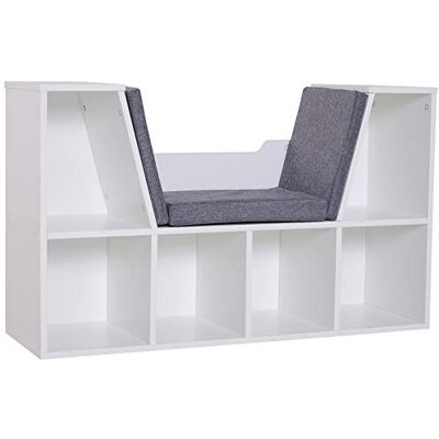 HOMCOM Boekenkast met bank, 2-in-1, eigentijds design, 6 vakken, 3 kussens inbegrepen 102 x 30 x 61 cm (l x b x h), wit/grijs gemêleerd. HOMCOM Boekenkast met bank, 2-in-1, eigentijds design, 6 vakken, 3 kussens inbegrepen 102 x 30 x 61 cm (l x b x h), wit/grijs gemêleerd.