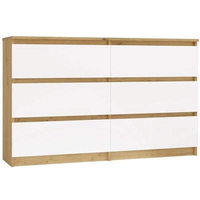 CDF Commode met 6 laden, lade, slaapkamer, wit, eiken, ambachtelijk, meubel, ruime opbergkast voor woonkamer, kantoor, ruim en modern design, eenvoudig te installeren, 30 x 75 x 120 cm, kledingkast CDF Commode met 6 laden, lade, slaapkamer, wit, eiken, ambachtelijk, meubel, ruime opbergkast voor woonkamer, kantoor, ruim en modern design, eenvoudig te installeren, 30 x 75 x 120 cm, kledingkast