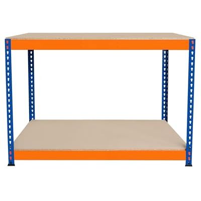 Monster Cable Verstelbare werkbank met 2 niveaus, S-Rax, werkblad van robuust spaanplaat, capaciteit 300 kg, knutselen, werkplaats, garage, montage zonder bouten, rubberen poten, 6 versterkingen [120 cm x 60 cm x Monster Cable Verstelbare werkbank met 2 niveaus, S-Rax, werkblad van robuust spaanplaat, capaciteit 300 kg, knutselen, werkplaats, garage, montage zonder bouten, rubberen poten, 6 versterkingen [120 cm x 60 cm x