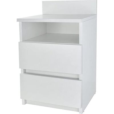 CDF Nachtkastje M1 Malwa, nachtkastje, kleur: wit, ideaal voor slaapkamer, kinderkamer, tienerkamer, twee ruime laden, laden zonder handgrepen CDF Nachtkastje M1 Malwa, nachtkastje, kleur: wit, ideaal voor slaapkamer, kinderkamer, tienerkamer, twee ruime laden, laden zonder handgrepen