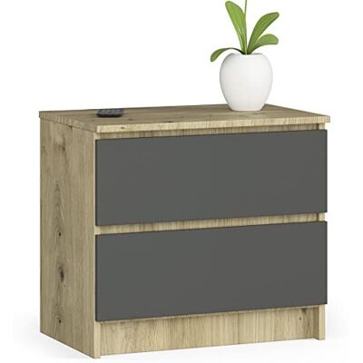 AKORD K60 commode met 2 laden, klassieke commode voor slaapkamer, woonkamer, opbergkast, 60 x 55 x 40 cm (l x h x d), gewicht 20 kg, handgemaakt eik AKORD K60 commode met 2 laden, klassieke commode voor slaapkamer, woonkamer, opbergkast, 60 x 55 x 40 cm (l x h x d), gewicht 20 kg, handgemaakt eik