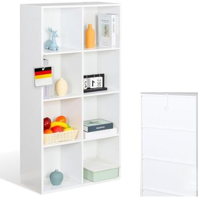 KARAT Elegant opbergrek met meerdere vakken, slaapkamerboekenkast in kubusvorm, met veiligheidsgordel, kantelbeveiliging (Arkansas wit, 30 x 65,5 l x 129,5 cm H cm (8 vakjes)) KARAT Elegant opbergrek met meerdere vakken, slaapkamerboekenkast in kubusvorm, met veiligheidsgordel, kantelbeveiliging (Arkansas wit, 30 x 65,5 l x 129,5 cm H cm (8 vakjes))
