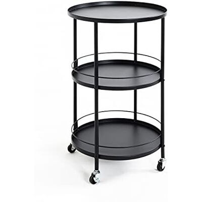 HAKU serveerwagen zwart, metaal Dim.: H 75 cm x Ø 45 cm, Stijl: Modern HAKU serveerwagen zwart, metaal Dim.: H 75 cm x Ø 45 cm, Stijl: Modern