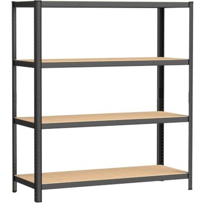 WilTec Zwarte plank voor zware lasten, 160 × 60 × 180 cm, insteeksysteem 4 niveaus, 175 kg/niveau WilTec Zwarte plank voor zware lasten, 160 × 60 × 180 cm, insteeksysteem 4 niveaus, 175 kg/niveau