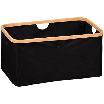 Kesper Opbergmand, Materiaal: bamboe, polyester, afmetingen: 54 x 37 x 26 cm, kleur: zwart, bruin 19436 Kesper Opbergmand, Materiaal: bamboe, polyester, afmetingen: 54 x 37 x 26 cm, kleur: zwart, bruin 19436