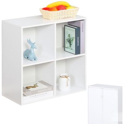 KARAT Elegant opbergrek met meerdere vakken, slaapkamerboekenkast in kubusvorm, met veiligheidsgordel, kantelbeveiliging (California wit, 29 b x 59,6 l x 59,8 cm h cm (4 vakjes)) KARAT Elegant opbergrek met meerdere vakken, slaapkamerboekenkast in kubusvorm, met veiligheidsgordel, kantelbeveiliging (California wit, 29 b x 59,6 l x 59,8 cm h cm (4 vakjes))
