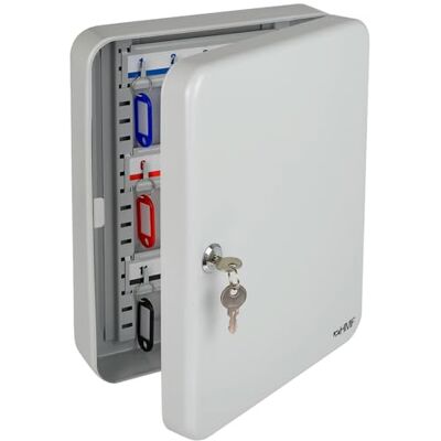 HMF 13030-07 sleutelbox, afsluitbaar, 30 haken, lichtgrijs, 30 x 24 x 7,5 cm HMF 13030-07 sleutelbox, afsluitbaar, 30 haken, lichtgrijs, 30 x 24 x 7,5 cm