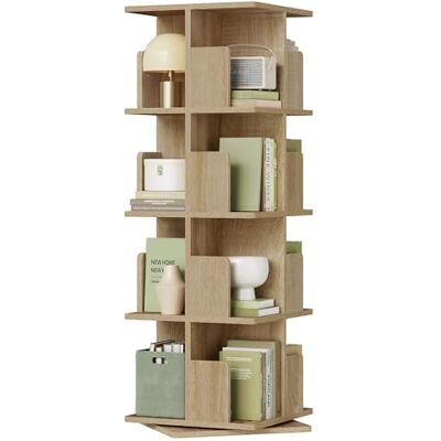 EUGAD Draaibaar boekenkast, ruimteverdeler, staand rek, draairek, kantoorrek, decoratief rek, 360 graden, vrij draaibaar, met 4 niveaus, MDF, natuur, 40 x 129 x 40 cm EUGAD Draaibaar boekenkast, ruimteverdeler, staand rek, draairek, kantoorrek, decoratief rek, 360 graden, vrij draaibaar, met 4 niveaus, MDF, natuur, 40 x 129 x 40 cm