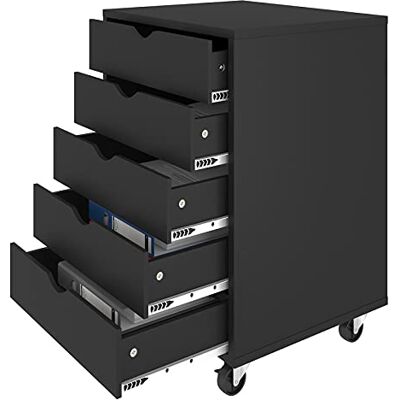 YITAHOME Commode met 5 laden, mobiele opbergkast met wieltjes, opbergkast voor thuis, kantoor, zwart, 47,5 x 40 x 64 cm (inclusief wielen) YITAHOME Commode met 5 laden, mobiele opbergkast met wieltjes, opbergkast voor thuis, kantoor, zwart, 47,5 x 40 x 64 cm (inclusief wielen)