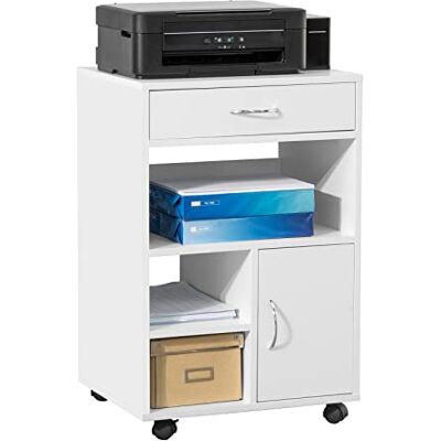SoBuy FBT106-W Mobiele printertafel met wieltjes, onderkast met laden, rolbox, voor kantoor, woonkamer en kantoor, 50 x 75 x 40 cm, wit SoBuy FBT106-W Mobiele printertafel met wieltjes, onderkast met laden, rolbox, voor kantoor, woonkamer en kantoor, 50 x 75 x 40 cm, wit