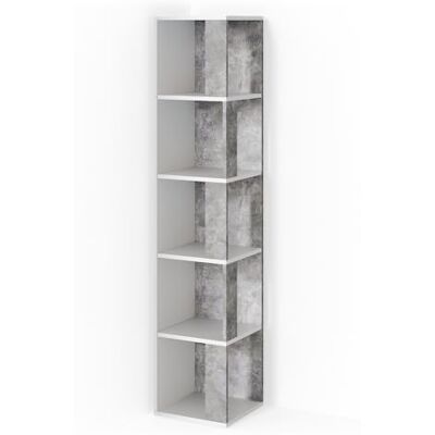 Vicco Lio Hoekrek Staande boekenkast wandrek ruimteverdeler 5 niveaus (wit-beton) Vicco Lio Hoekrek Staande boekenkast wandrek ruimteverdeler 5 niveaus (wit-beton)