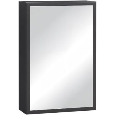 kleankin Spiegelkast 3 niveaus zwart 40 x 15 x 60 cm Badkamerkast met spiegeldeur, hangkast kleankin Spiegelkast 3 niveaus zwart 40 x 15 x 60 cm Badkamerkast met spiegeldeur, hangkast