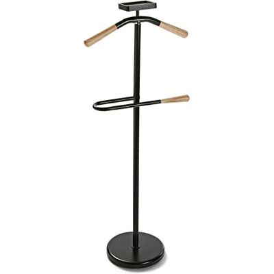 Versa Cham Moderne multifunctionele nachthemd met 2 kleerhangers of haken voor kleding voor dames of heren, afmetingen 108 x 44 x 25 cm (h x b x d), metaal, kleur zwart en hout Versa Cham Moderne multifunctionele nachthemd met 2 kleerhangers of haken voor kleding voor dames of heren, afmetingen 108 x 44 x 25 cm (h x b x d), metaal, kleur zwart en hout