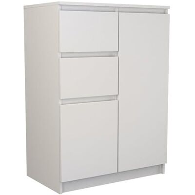 CDF Compacte commode met 2 deuren en 2 laden, smal, woonkamer, slaapkamer, kantoor, 70 x 40 x 97 cm, wit CDF Compacte commode met 2 deuren en 2 laden, smal, woonkamer, slaapkamer, kantoor, 70 x 40 x 97 cm, wit