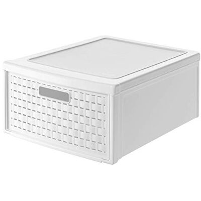Rotho Country Ladebox 19,2 l met 1 lade van rotan, BPA-vrij, kunststof (PP), wit, groot/19,2 l (45,0 x 34,0 x 20,0 cm) Rotho Country Ladebox 19,2 l met 1 lade van rotan, BPA-vrij, kunststof (PP), wit, groot/19,2 l (45,0 x 34,0 x 20,0 cm)