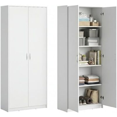 Home Collective Archiefkast met 5 vakken, multifunctionele kast, huishoudkast in matte afwerking met 4 legplanken en 2 deuren, 74 cm breed, gemaakt van laminaatplaat en hoogwaardige polymeergrepen, wit Home Collective Archiefkast met 5 vakken, multifunctionele kast, huishoudkast in matte afwerking met 4 legplanken en 2 deuren, 74 cm breed, gemaakt van laminaatplaat en hoogwaardige polymeergrepen, wit