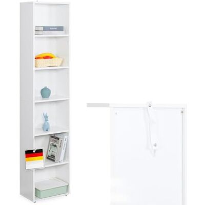 KARAT Elegant opbergrek met meerdere vakken, slaapkamerboekenkast in kubusvorm, met veiligheidsgordel, kantelbeveiliging (wit Maine, 24 x 40 x 178,5 cm (b x d x h) (6 vakjes)) KARAT Elegant opbergrek met meerdere vakken, slaapkamerboekenkast in kubusvorm, met veiligheidsgordel, kantelbeveiliging (wit Maine, 24 x 40 x 178,5 cm (b x d x h) (6 vakjes))