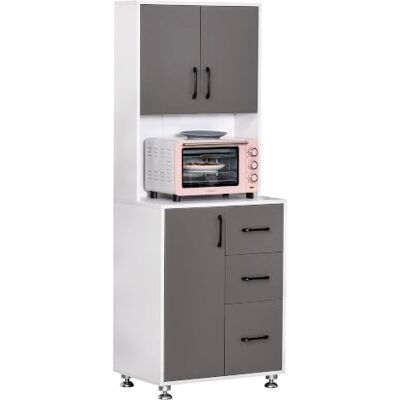 HOMCOM Dressoir voor keuken, 3 deuren, werkblad, 60 x 40 x 160 cm, grijs HOMCOM Dressoir voor keuken, 3 deuren, werkblad, 60 x 40 x 160 cm, grijs