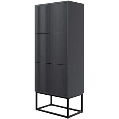 Selsey Veldio Schoenenkast, 50 cm, 3 kleppen, voor 12 paar schoenen, schoenenopslag, zwart Selsey Veldio Schoenenkast, 50 cm, 3 kleppen, voor 12 paar schoenen, schoenenopslag, zwart