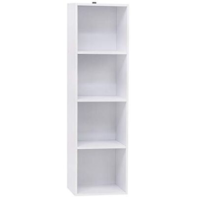 WOLTU SK003ws4 Boekenkast, opbergrek, zuil met 4 vakken, halfopen, van spaanplaat, voor keuken, kantoor, woonkamer, studeerkamer, 30 x 24 x 106 cm, wit WOLTU SK003ws4 Boekenkast, opbergrek, zuil met 4 vakken, halfopen, van spaanplaat, voor keuken, kantoor, woonkamer, studeerkamer, 30 x 24 x 106 cm, wit