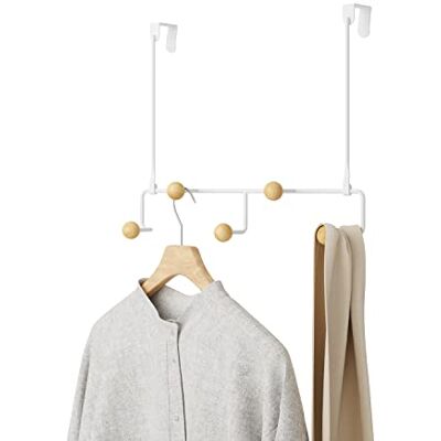 Umbra Elastische multifunctionele kapstok met 5 deurhaken zonder boren Multiorganizer om op te hangen boven de deur Wit Umbra Elastische multifunctionele kapstok met 5 deurhaken zonder boren Multiorganizer om op te hangen boven de deur Wit
