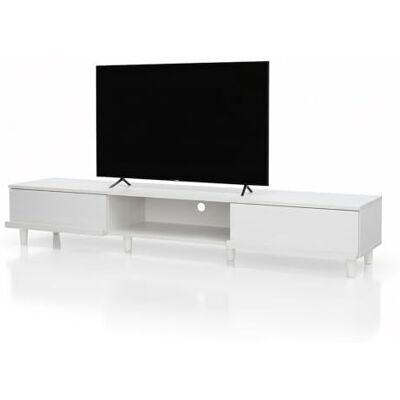 Iris Ohyama , Tv-meubel, teelbank, tv-standaard voor scherm tot 65 inch, 3 planken, kabeluitgang, verstelbare poten, modern, slaapkamer, woonkamer, tv-kast BAB-180A eiken wit Iris Ohyama , Tv-meubel, teelbank, tv-standaard voor scherm tot 65 inch, 3 planken, kabeluitgang, verstelbare poten, modern, slaapkamer, woonkamer, tv-kast BAB-180A eiken wit